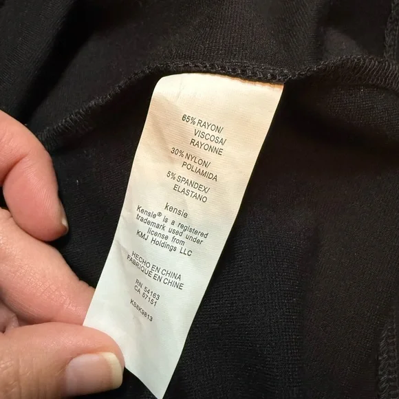 Kensie Black and Beige Striped Peplum Dress, size L - Picture 8 of 9